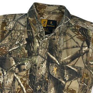 Browning Wasatch EUC Youth Realtree Camo Hunting Shirt Button Down Long Sleeve M